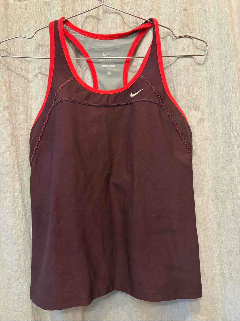 Nike Women's Maroon Tank with Red Trim and Racerback